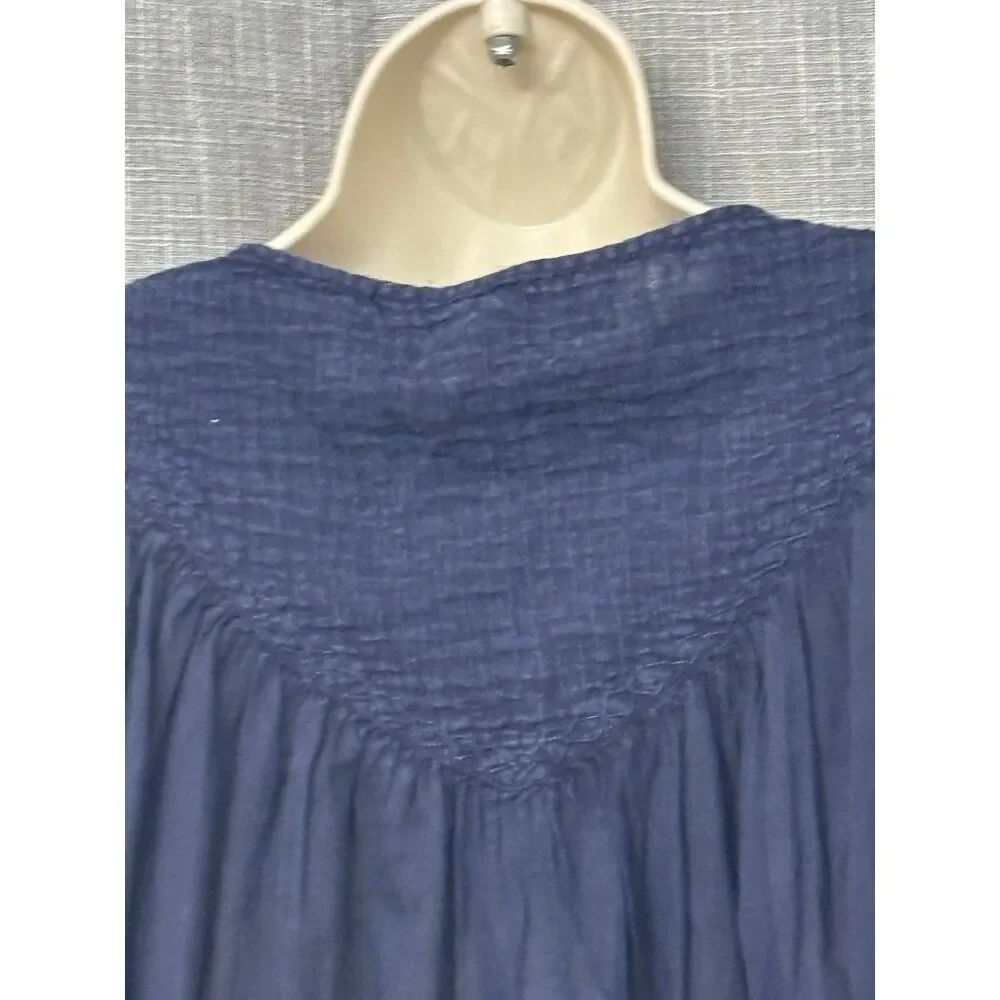 Free People Cool Meadow Woven Cotton Top, Navy, Sz. S
